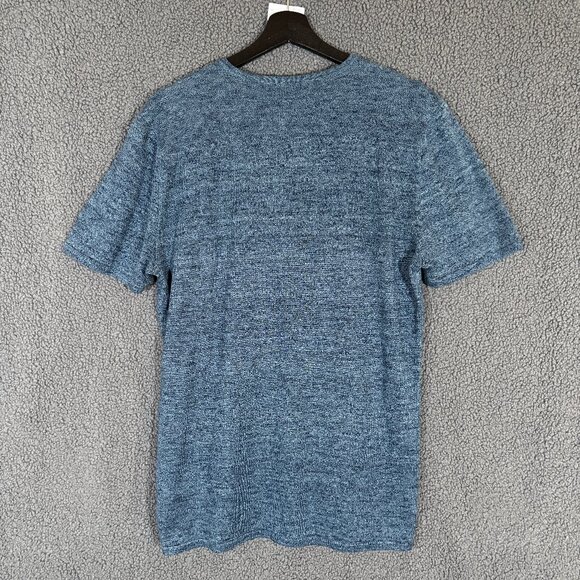 John Varvatos Linen Cotton Henley Shirt - Men's Size L - Blue - Picture 4 of 7